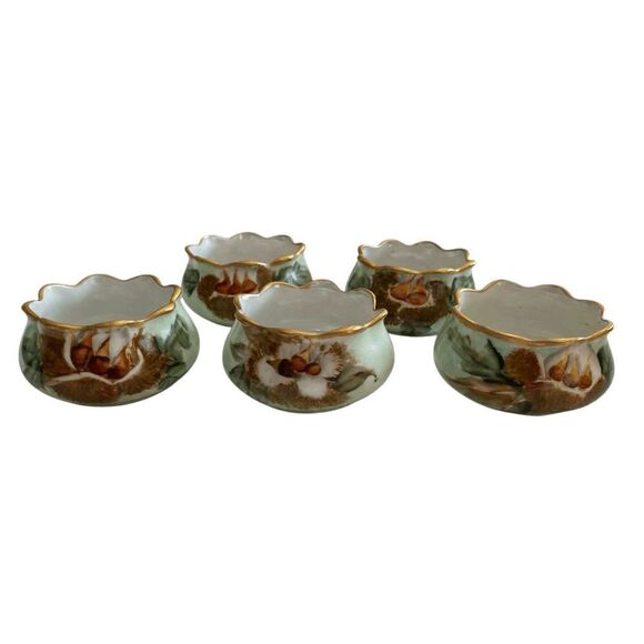 Antique MZ Austria Porcelain Hand Painted Compote Fruit Bowl Berry Bowl Set - Picture 8 of 12